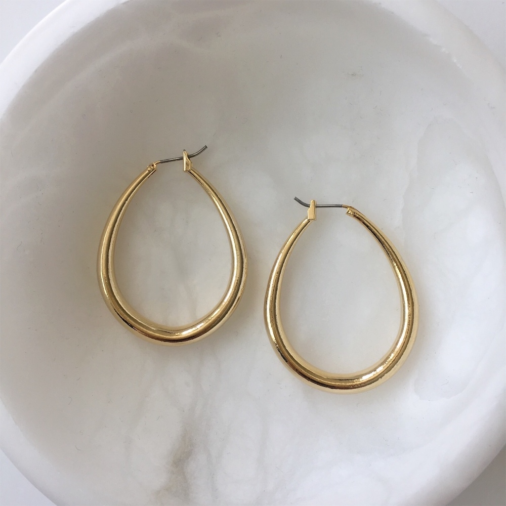 OPHELIA Gold Oval Hoops - Picture 2 of 4